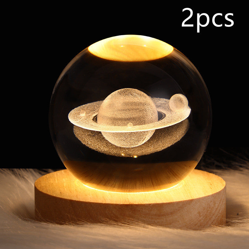 LED Night Light Galaxy Crystal Ball Table Lamp 3D Planet Moon Lamp Bedroom Home Decor For Kids Party Children Birthday Gifts