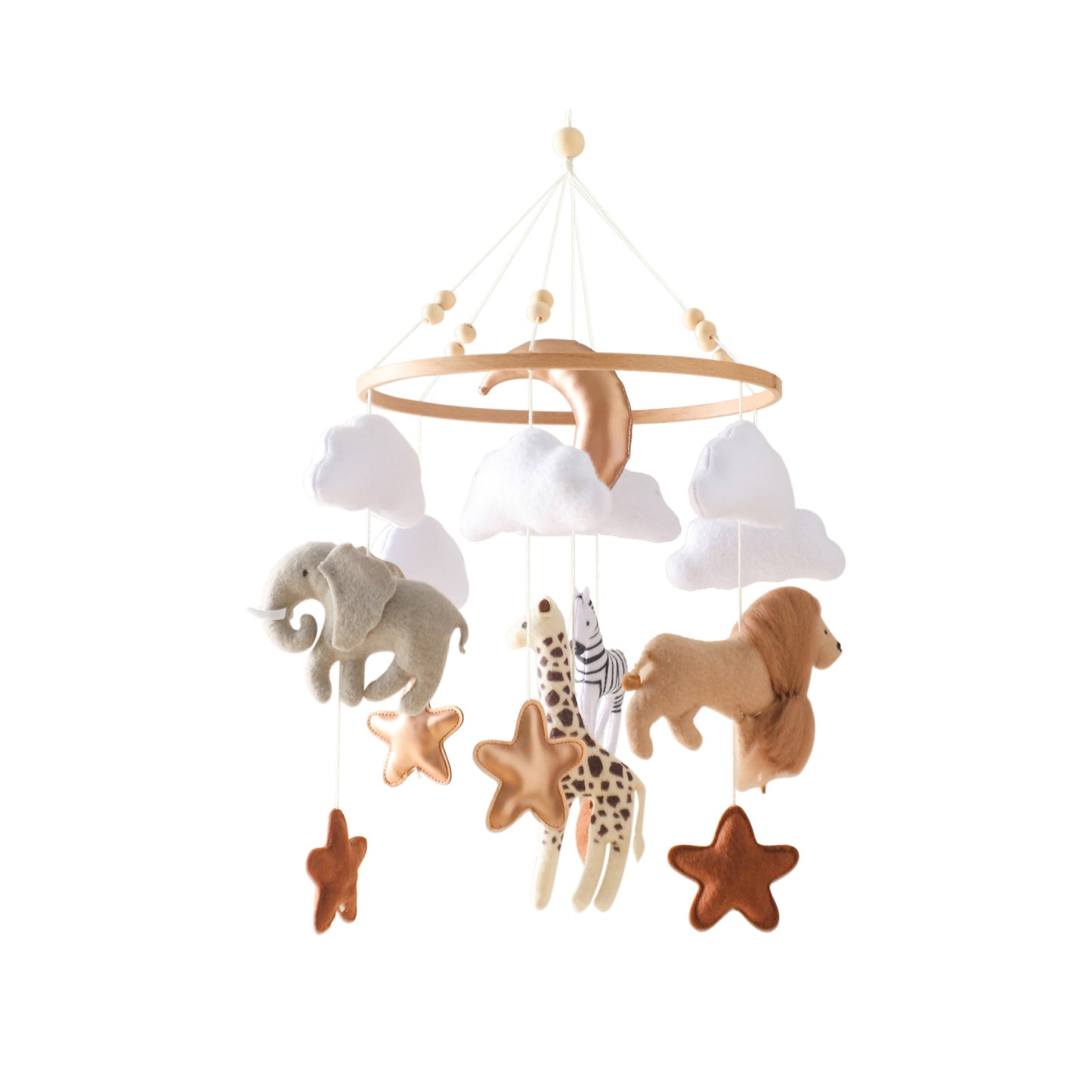 Room Hand-eye Coordination Decoration Wind Chimes Crib Felt Forest Animal Cloud Moon Bed Bell